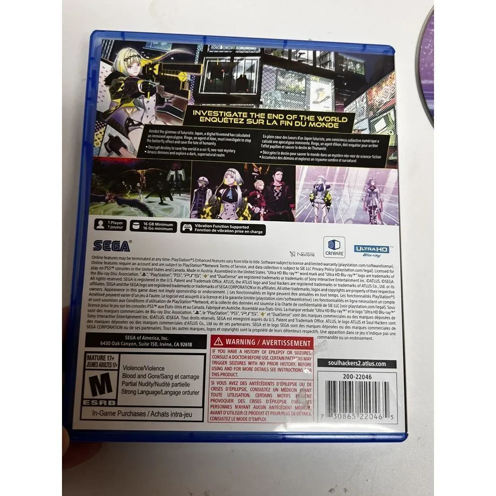Soul Hackers 2: Launch Edition Sony PlayStation 5 Ps5 Video Game Atlus‎ M BIB-h